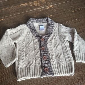 Little Lad Shawl Collar Cable Knit Baby Cardigan Sweater 12M Mix Gray